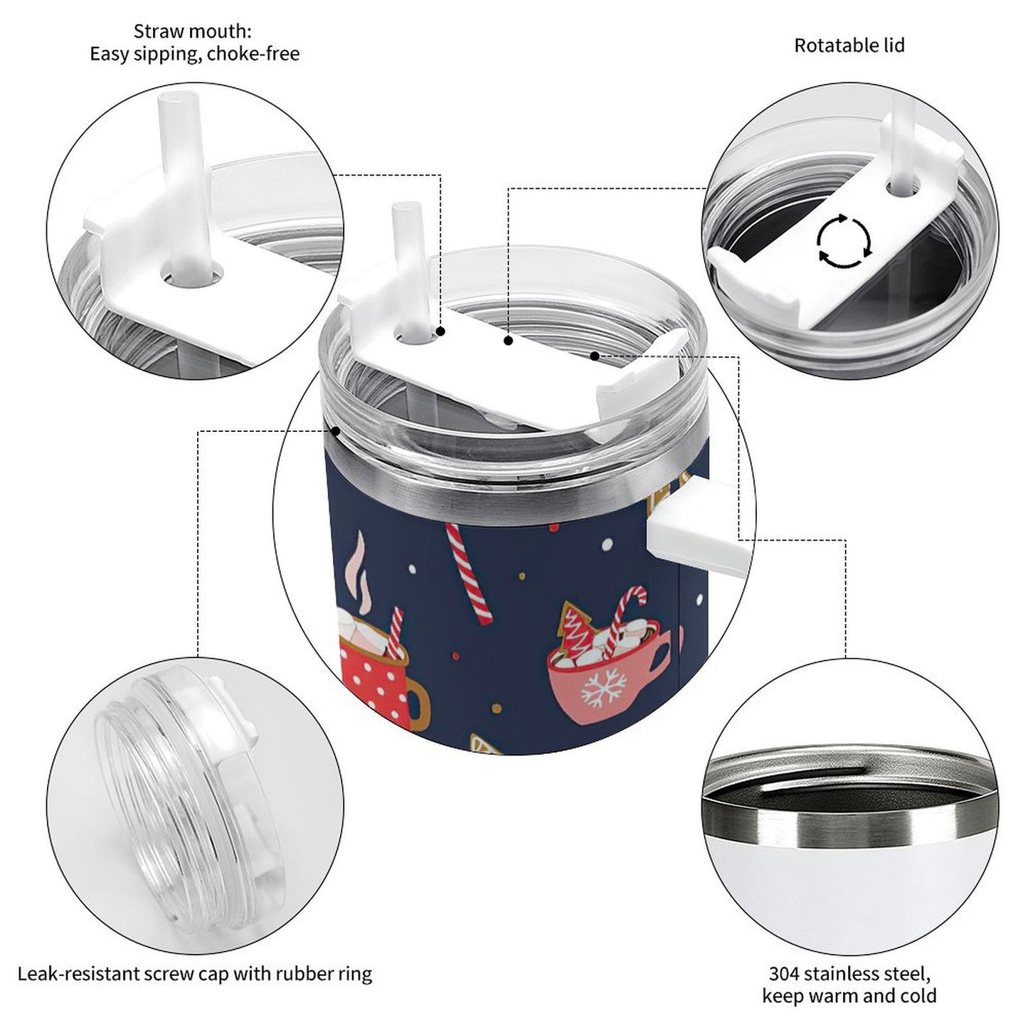 PHDT00292 POD US Local Tumbler 40 oz Large Capacity Car Cup Christmas Gifts