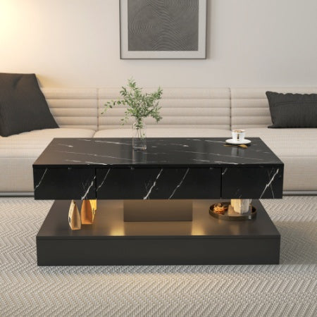 USA Local 6.93IN High LED Coffee Table,Modern Coffee Table For Living Room,Living Room Tables,Large Living Room Furniture,LED Lights
