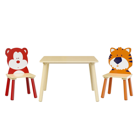 US Local Kids Table & 2 Chairs Set, 3Pc Toddler Wooden Activity Play Set