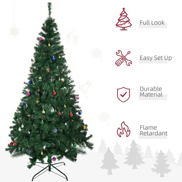 CA Local 7 ft Green Christmas Tree Artificial Xmas Holidays Party With Decoration Ornament