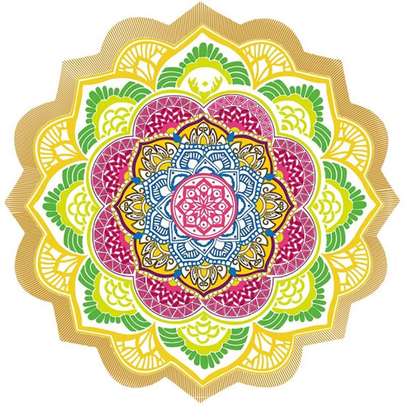 USA Local Polygon Printing Tassel Round Bath Towel Yoga Mat