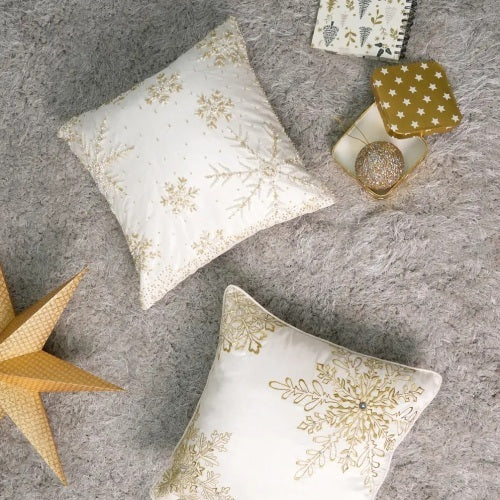 US Local Polyester Throw Pillow With Embroidery & Bead Work