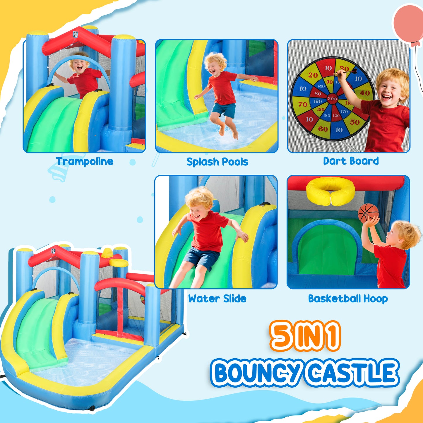 US Local Inflatable Water Slide Bounce House w/ 550W Blower