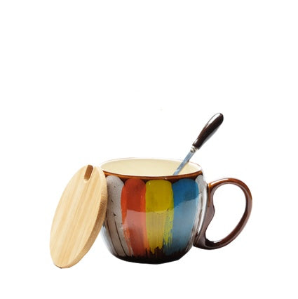 USA Local Creative ceramic cup milk cup water cup coffee cup breakfast cup couple cup to cup mug with lid spoon
