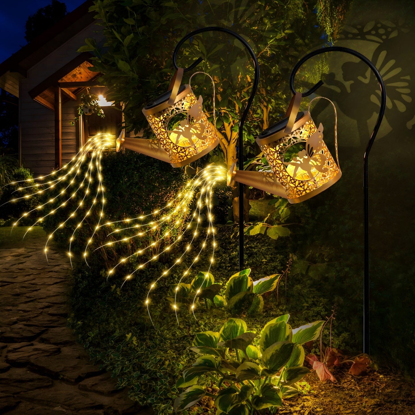 US Local Solar Garden Lights Outdoor Decoration, Metal Solar Watering Can Lights Outdoor Waterproof, Small Patio Light Yard Lawn Pathway Decor, Gardening Gifts Solar Lantern Out