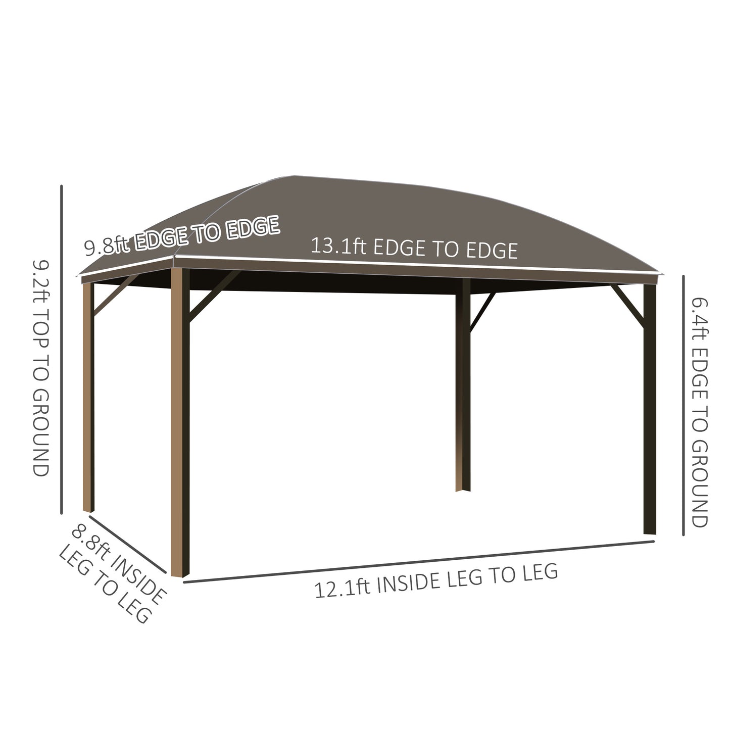 US Local 10x13 Gray Hardtop Gazebo With Steel Roof Curtains Netting Pavilion Ceiling Hook For Patio Garden