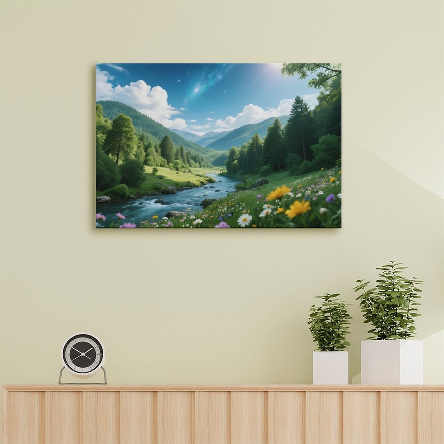 Decorative Interior Frame Painting Mountain-river-starry-summer-2