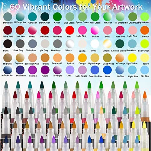 US Local Acrylic Paint Pens, 60 Colors Acrylic Paint Pens Premium Extra Fine Tip Acrylic Paint Pens For Rock Painting Ceramic Surfaces Wood Stone Glass