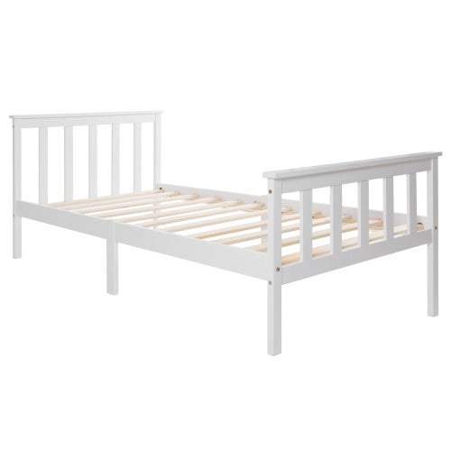 UK Local Single Bed White 3ft Solid Pine Wooden Bed Frame For Adults, Kids 190 X 90 Cm 3FT
