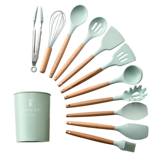 US Local Silicone Kitchenware With Wooden Handle