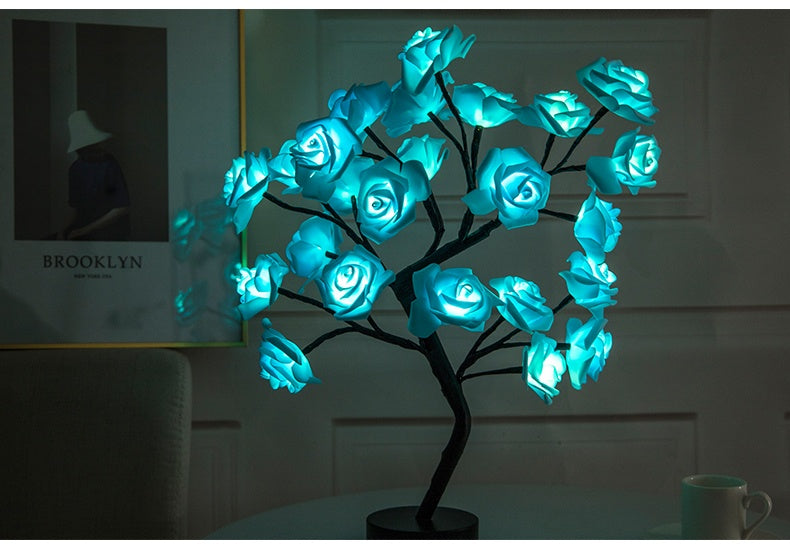 USA Local Rose Flower Lamp USB Battery Operated LED Table Lamp Bonsai Tree Night Lights Garland Bedroom Decoration Lights Home Decor