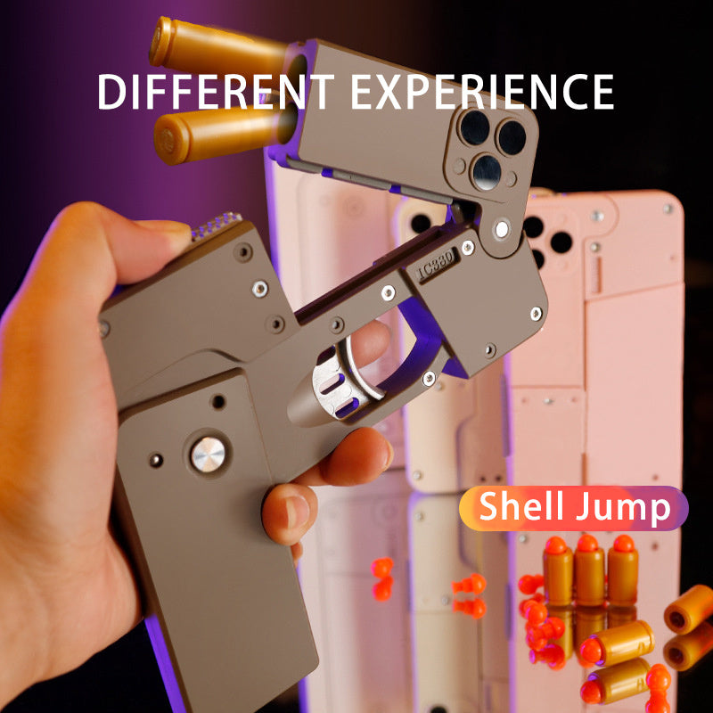USA Local Folding Pistol Bullet Automatic Shell Throwing Toy Creative Soft Bullet Toy Mobile Phone Appearance Gun Outdoor Interactive Kid Gift