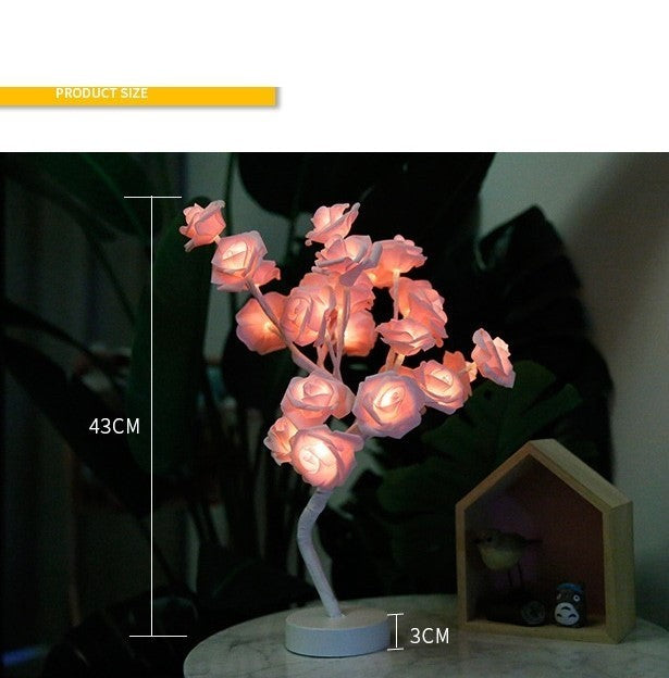USA Local Rose Flower Lamp USB Battery Operated LED Table Lamp Bonsai Tree Night Lights Garland Bedroom Decoration Lights Home Decor