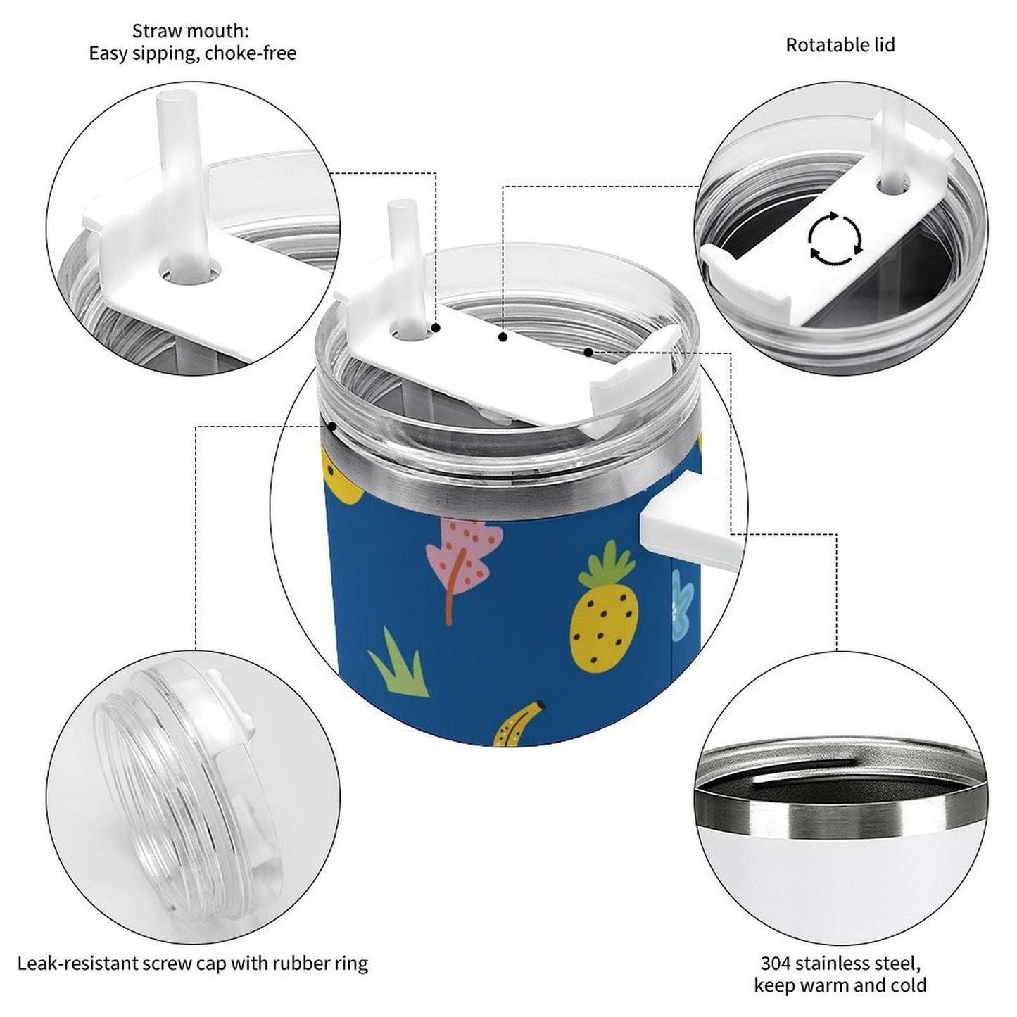 PHDT00181 POD US Local Tumbler 40 oz Large Capacity Car Cup Pineapple blue