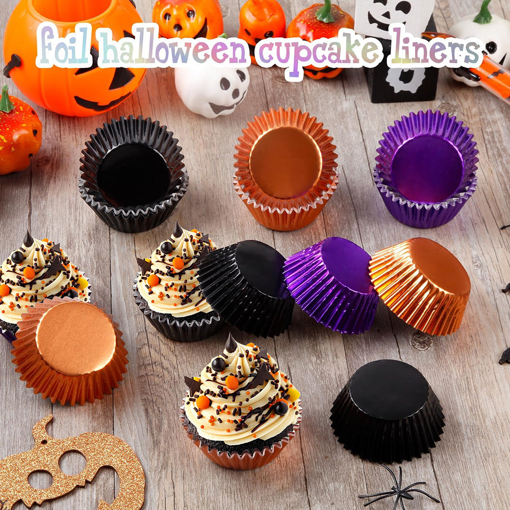 300 Pcs Halloween Foil Cupcake Liners