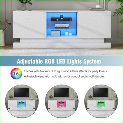 UK Local High Gloss TV Cabinet Stand Unit TV Entertainment Center,LED Modern TV Stand For 70 TV Home Storage Cabinet,160x38.5x60 Cm,Console Media Cabinet For Living Room