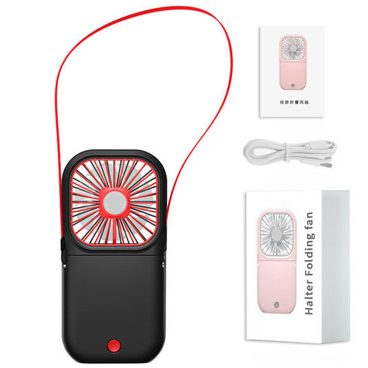 US Local Hands-free Neck-Fan Band Hands-Free Hanging USB Rechargeable Dual Cooling Fan Mini Air Cooler Summer Portable Foldable Fan
