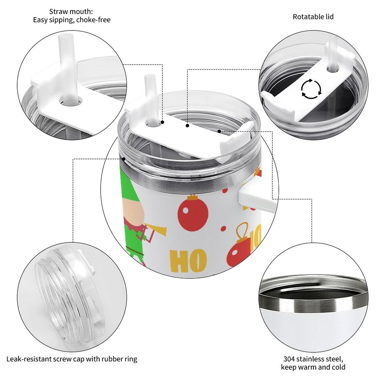 PHDT00164 POD US Local Tumbler 40 oz Large Capacity Car Cup Christmas Elf Green