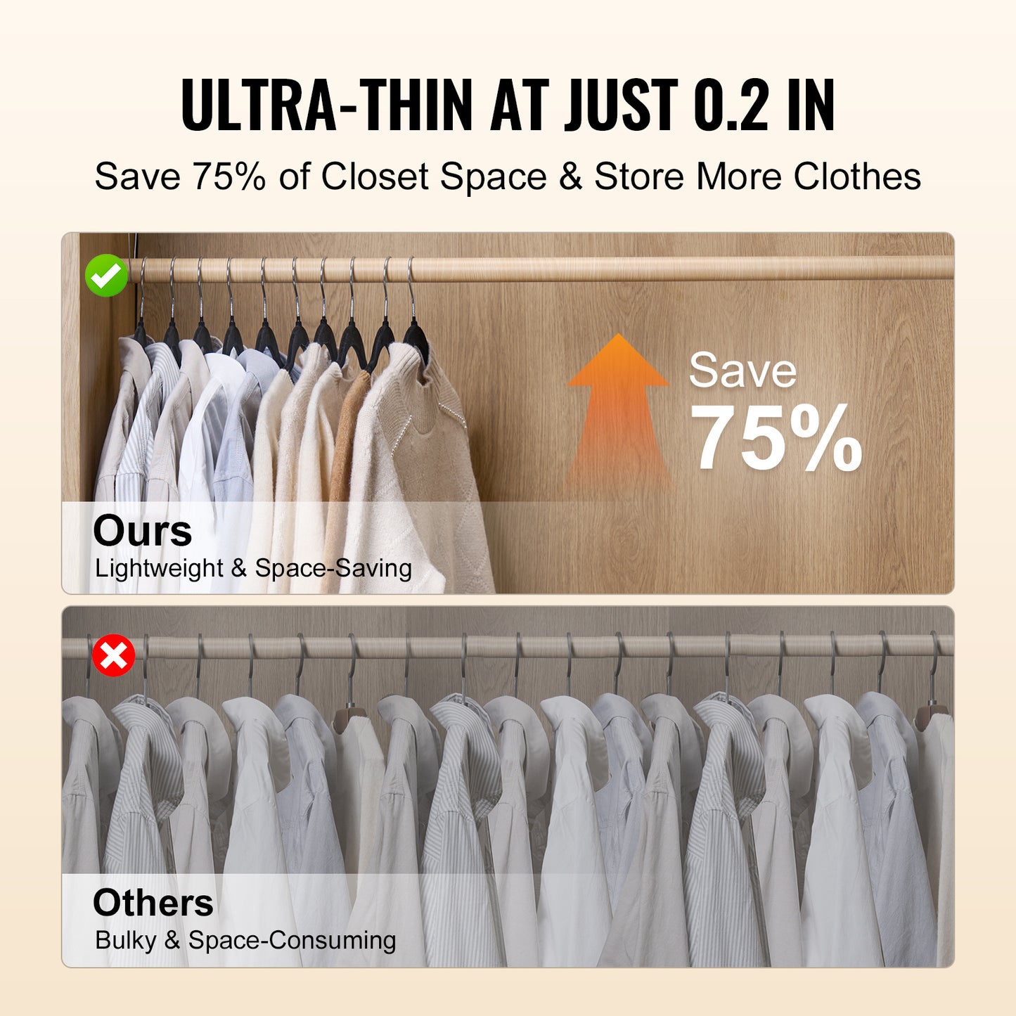 US Local VEVOR Velvet Hangers 50 Pack Black Non-Slip Hangers With 360 Degree Swivel Hook