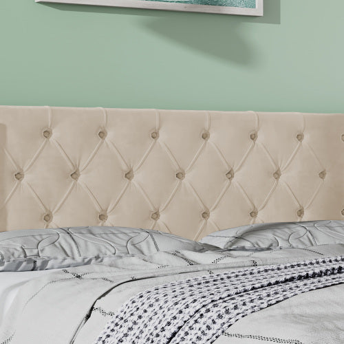 UK Local Upholstered Bed, 135x190, With Hydraulic Lever, Functional Bed From Storage,velvet, Beige