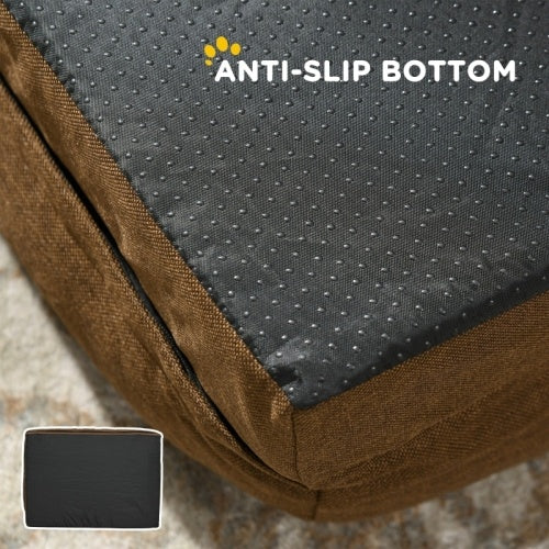UK Local PawHut Calming Dog Bed Pet Mattress W Removable Cover, Anti-Slip Bottom, For Medium Dogs, 90L X 69W X 21Hcm - Brown