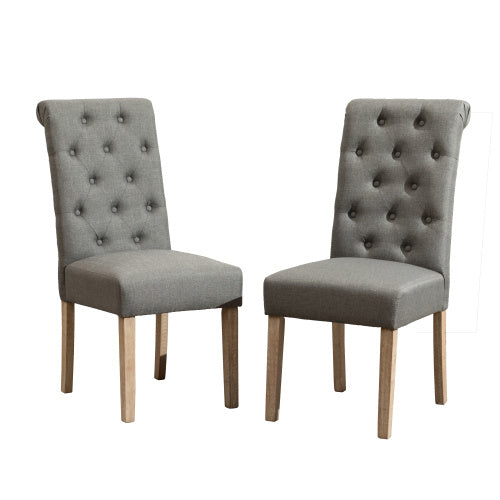 US Local Habit Solid Wood Tufted Parsons Dining Chair, Set Of 2, Grey