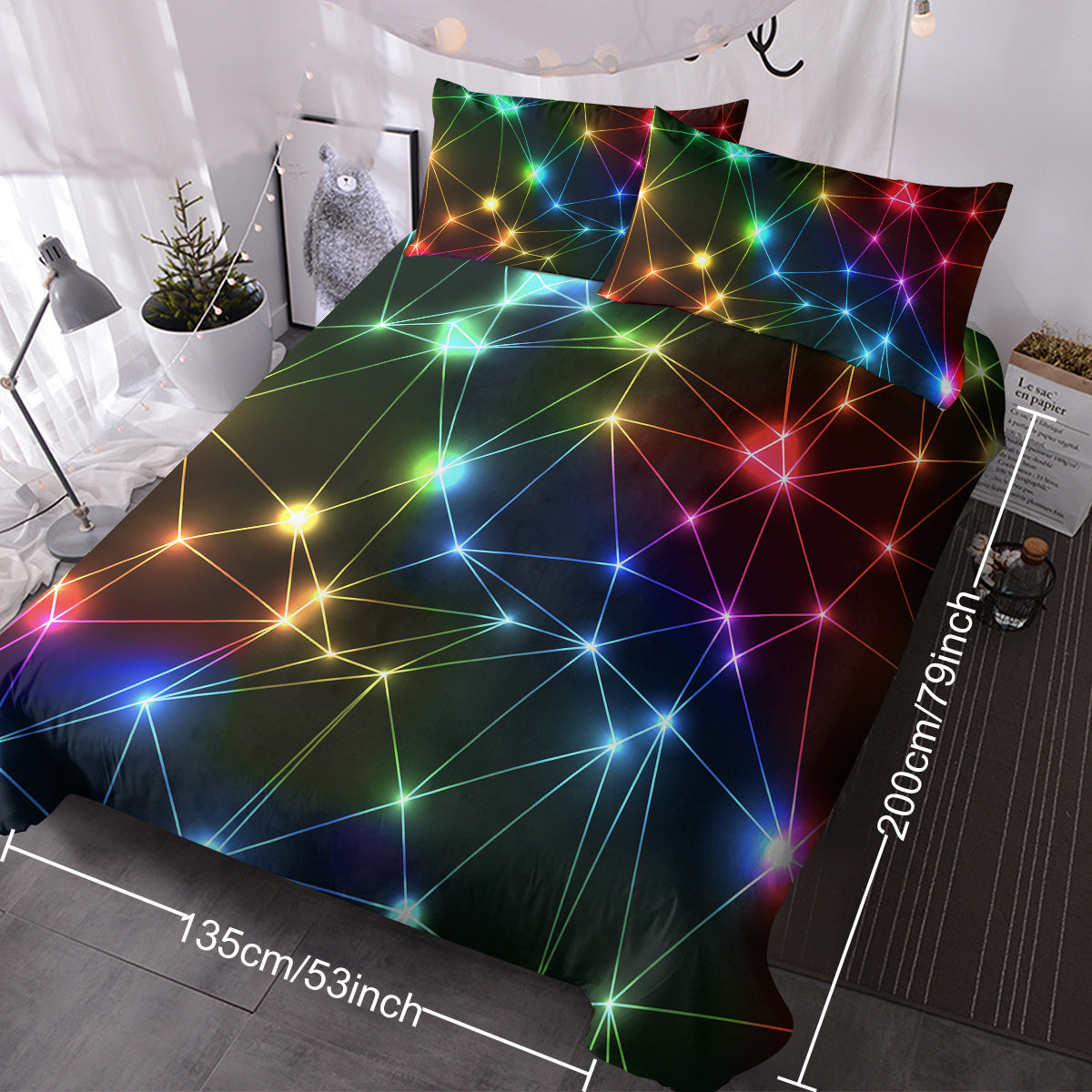 US & UK Local Gorgeous Starlight Duvet Cover Set Single 3pcs Colorful Microfiber Kids Bedding Set