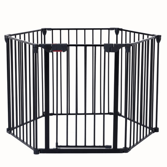 US Local 150 Adjustable Safety Gate 6 Panels Play Yard Metal Doorways Fireplace Fence Christmas Tree Fence G