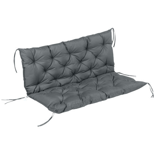 UK Local Outsunny Garden Bench Cushion, 2 Seater Swing Chair Cushion, Seat Pad With Ties For Indoor And Outdoor Use, 110 X 120 Cm, Dark Grey
