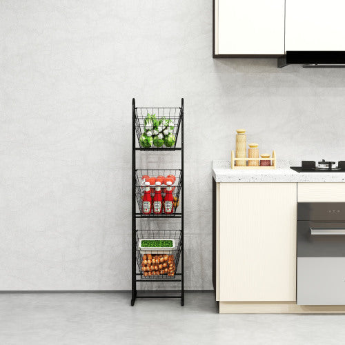US Local 3-Tier Kitchen Storage Basket Organizer Freestanding Metal Wire Rack