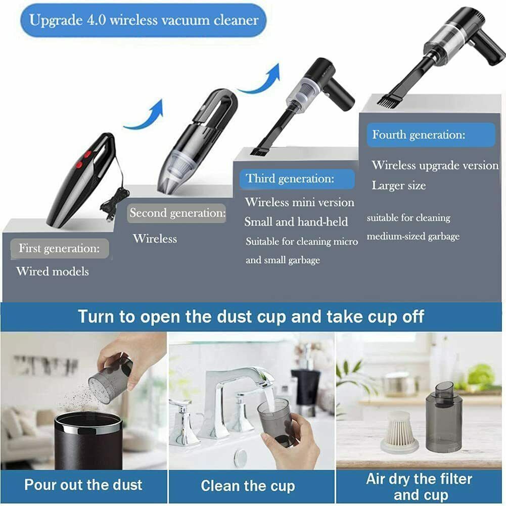 USA Local Portable Car Vacuum Cleaner, Handheld Vacuum High Power Cordless, Hand Vacuum Rechargeable Easy To Clean Car Interior, Desktop, Sofa, Keyboard, Drawer And Crevices, Small Spaces