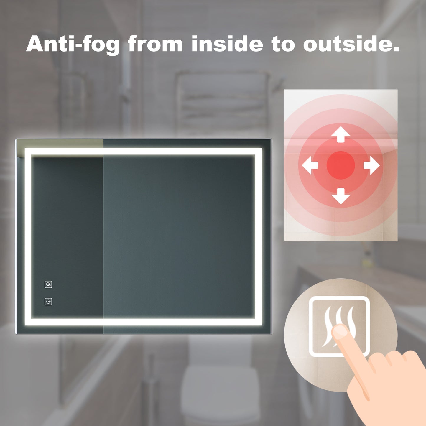 US Local 32x24 Inch Bathroom LED Premium Vanity Mirror With Focusing Back Panel, High Lumens, Dimmable Touch, Unavailable Platforms-Welfel