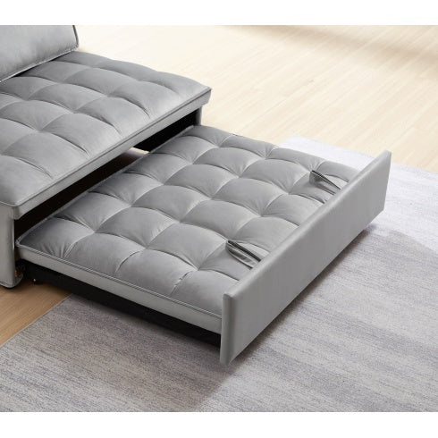 US Local Convertible Sleeping Sofa Bed, Modern Velvet Fabric Double Seat Sofa Bed, Sleeping Sofa Bed With 2 Backs And Detachable Backs, Backs, Suitable For Living Room Bedroom,Grey