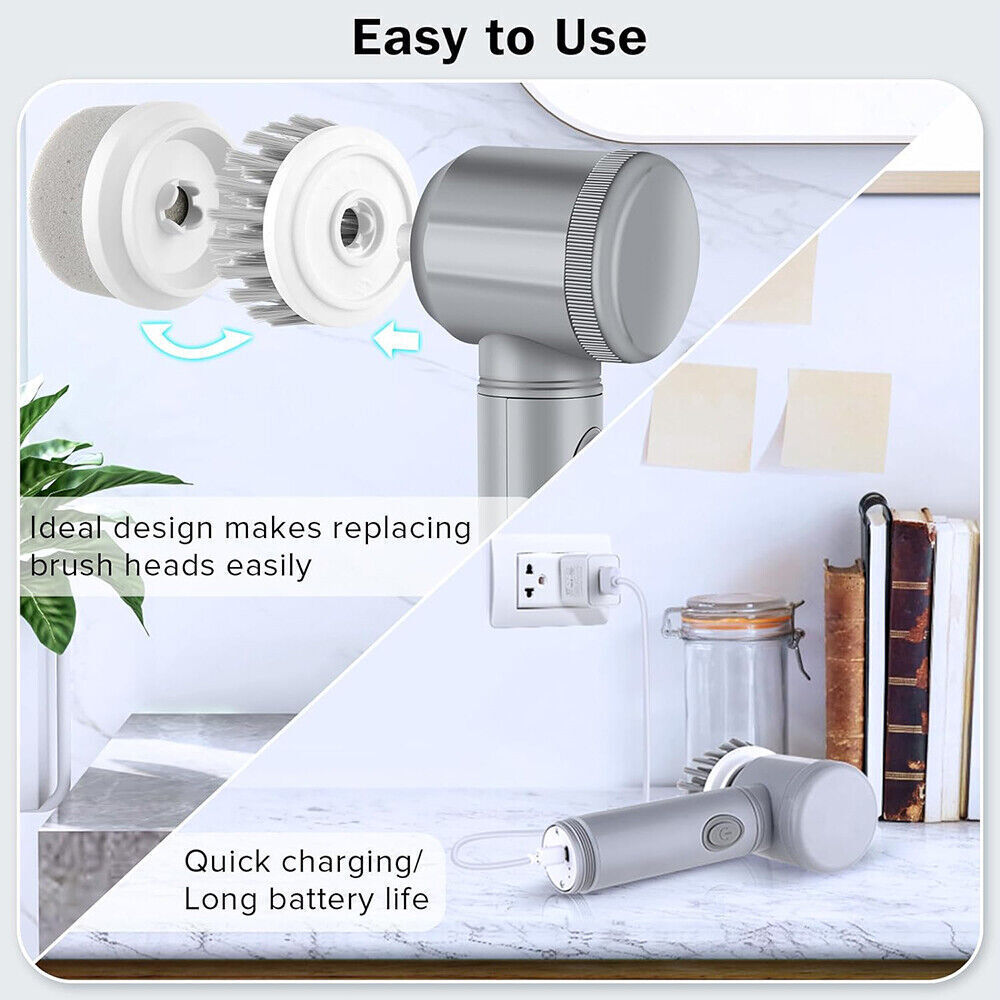 UK Local Rechargeable Electric Cordless Cleaning Brush Spin Scrubber Turbo Scrub Cleaner