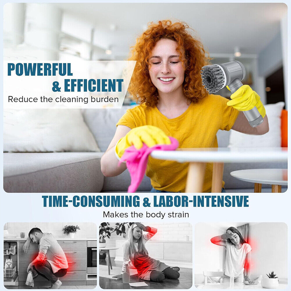 UK Local Rechargeable Electric Cordless Cleaning Brush Spin Scrubber Turbo Scrub Cleaner