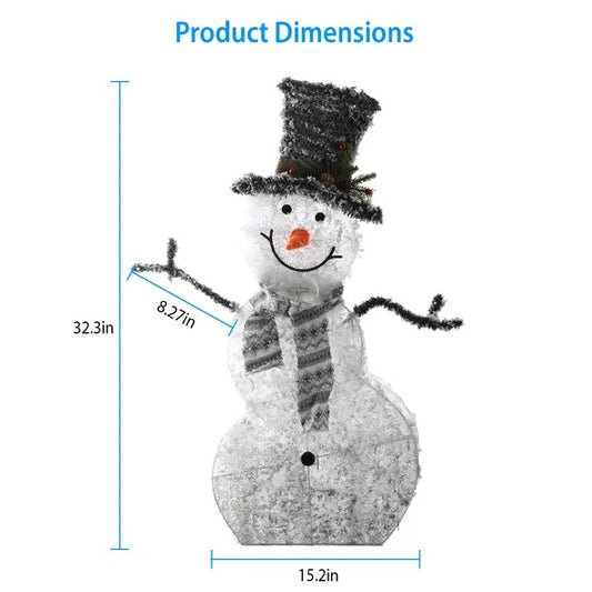 US Local LED Christmas Snowman Decoration Light Collapsible Battery Operated