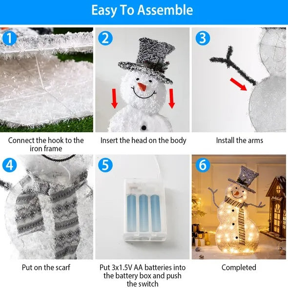 US Local LED Christmas Snowman Decoration Light Collapsible Battery Operated