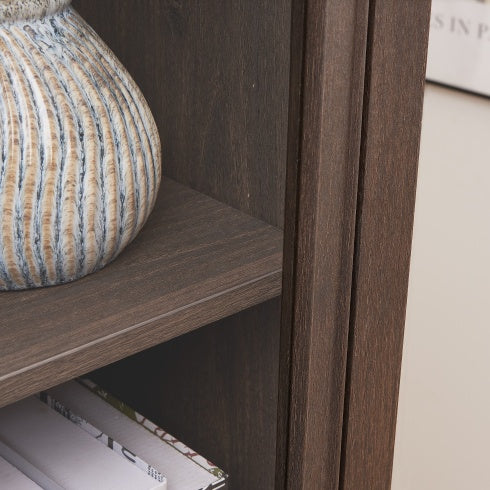 US Local Glass Display Cabinet 4 Tier Glass Display Cabinet Storage Curio Cabinet With Flip Up Glass Doors, Collectors Showcase Toy Organizers Rack, Bookcase For Living Room BRO