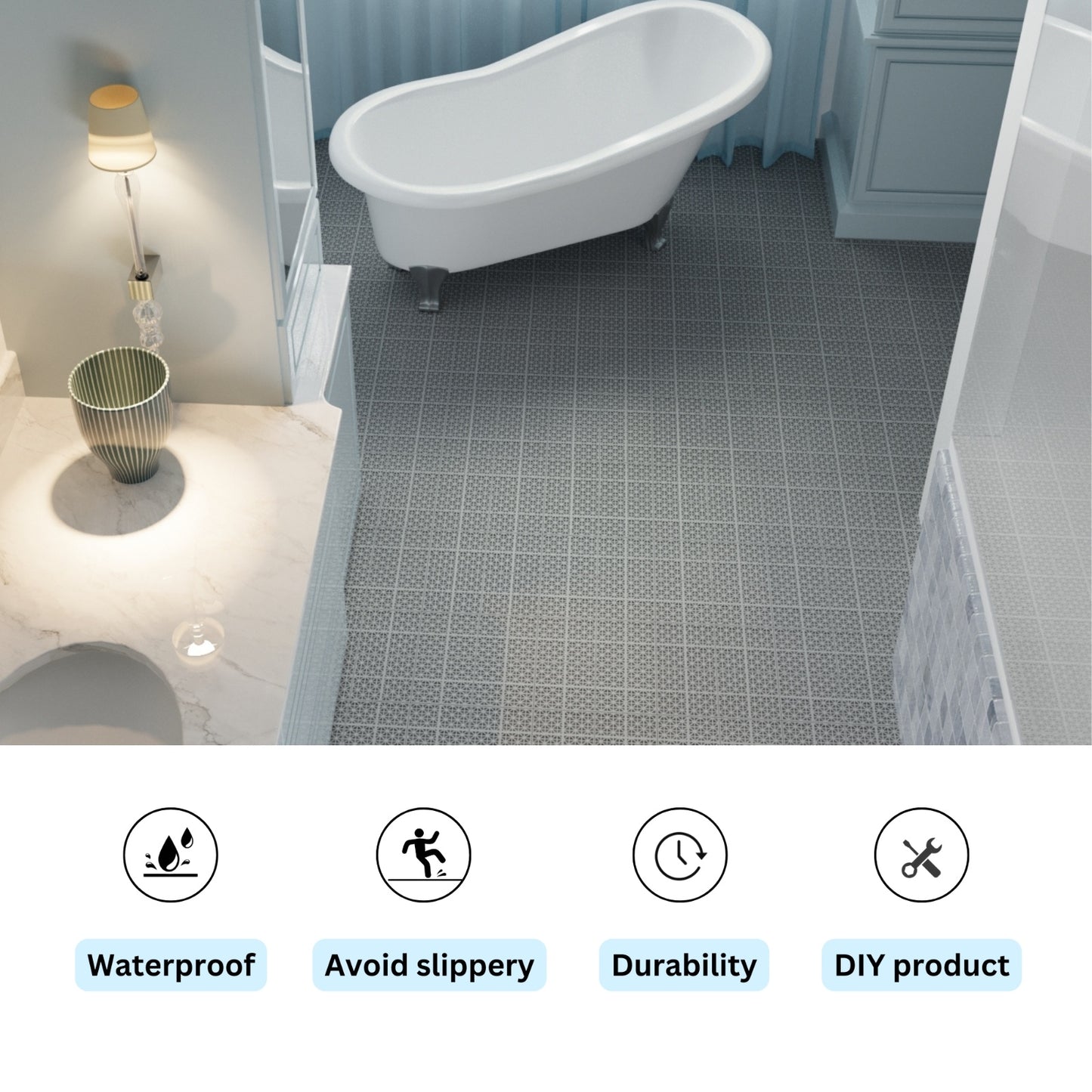 US Local 12 X 12 Inch Gray Interlocking Deck Tiles Plastic Waterproof Outdoor All Weather Anti-slip Bathroom