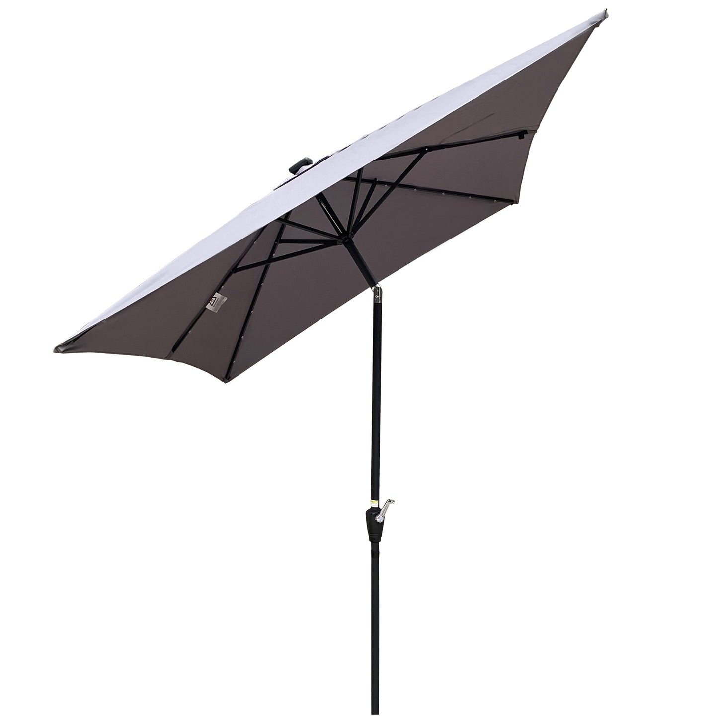 US Local 10x6.5ft Rectangular Solar LED Patio Umbrellas With Crank & Push Button Tilt