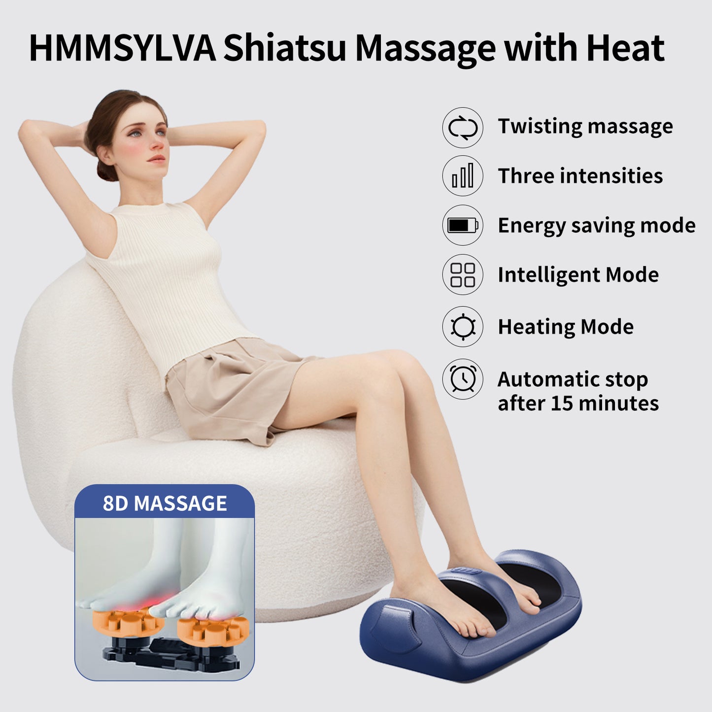 US Local Intelligent Foot Massager With 3D Air Cushion Massage, Constant Temperature Heating, 15-minute Automatic Timer, Low Noise Design. Ideal For Relaxation In The Office Or At Home