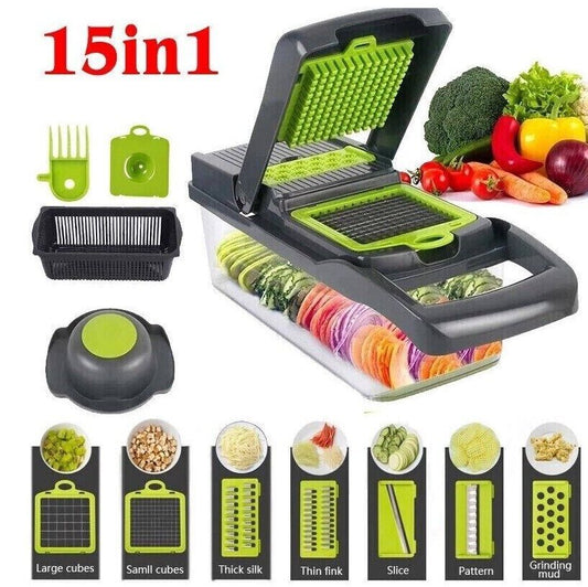 UK Local 15 In 1 Vegetable Chopper, Salad Fruit Vegetable Food Chopper Slicer Peeler