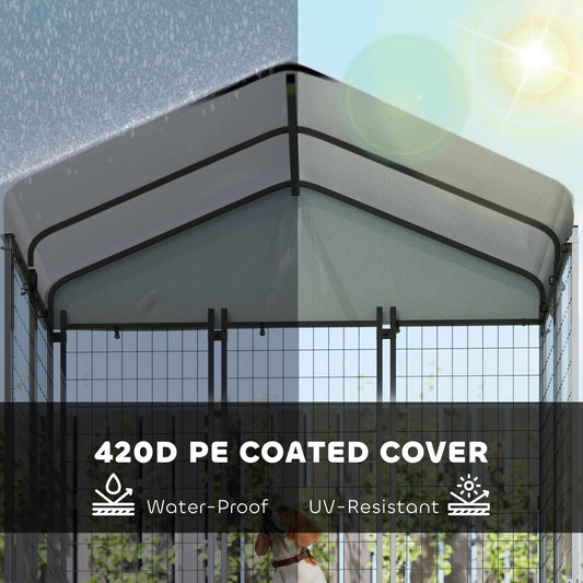 US Local Outdoor Dog Kennel With Roof With Escape-proof Lock, UV-Resistant & Waterproof Cover, 5.9 X 4 X 6, Silver