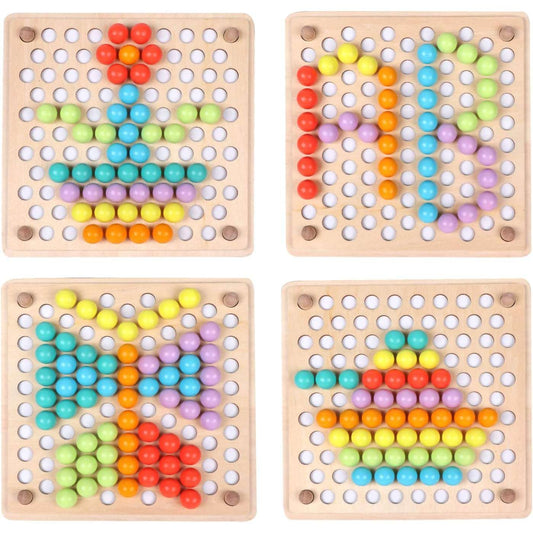 US Local Wooden Peg Board Beads Game, Learning Montessori Toys,Color Sorting Stacking Matching Toys For Toddlers, Counting Toy For Kids, Educational Games For Fine Motor Math, Gift For Girls And Boys