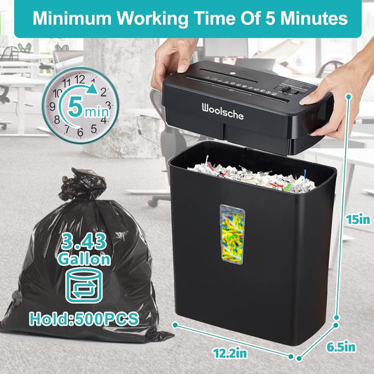 US Local Woolsche Paper Shredder,10 Sheet Cross Cut With 3.43-Gallon Basket,P4 Security Level,3 Mode Design,Shreds CD And Credit Card,Durable, Fast, And Jam Proof For Home Office