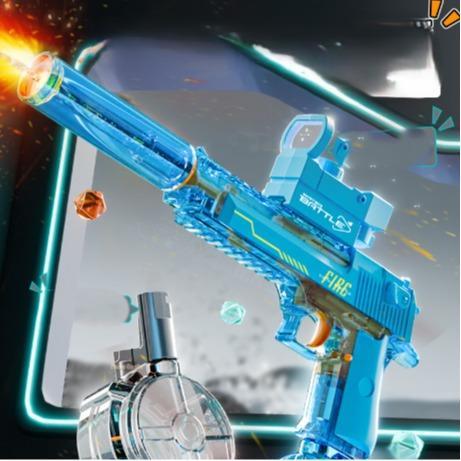 US Local Black And Blue Desert Eagle Linkage Electric Water Gun With Flame Backlight Effect, Suitable For Summer Water Activities, Super Fun