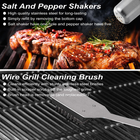 US Local POLIGO 29 PCS BBQ Grill Accessories Stainless Steel BBQ Tools Grilling Tools Set With Storage Bag For Fathers Day Dads Birthday Presents - Camping Grill Utensils Set Ideal Grilling Gifts For Men Women