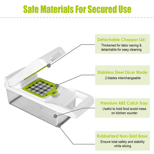 US Local 1 Set 12 In 1 Vegetable Chopper With Container Kitchen Food Slicer Dicer Grater Peeler Egg Separator Hand Protector For Onion Salad Potato