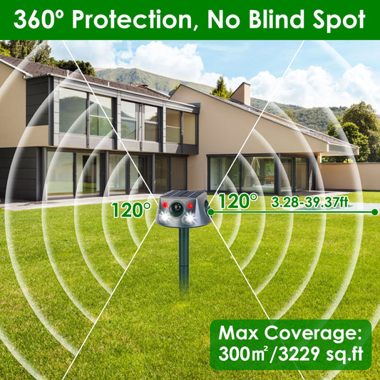 US Local 1Pc Ultrasonic Solar Animal Repeller Outdoor Mole Snake Squirrel Repellent Waterproof With 3 Modes Motion Sensor Vibration Stake For Farm Garden Yard