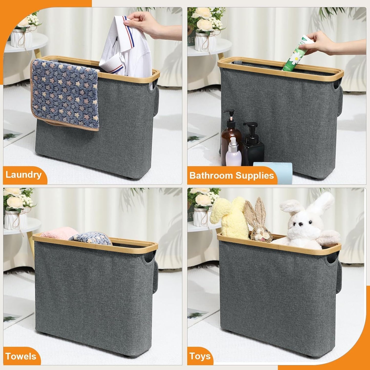 UK Local Fast Arrival Toilet Paper Storage Basket With Lid, Bamboo Toilet Paper Storage Holder Stand Organizer For Bathroom, Toilet Paper Storage Box Container With Handle, Toilet Tissue Storage Bin For RV Clo